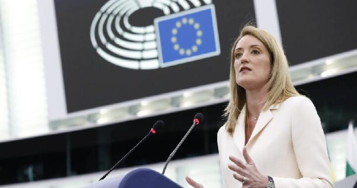 Roberta Metsola at the European Parliament in Strasbourg, France